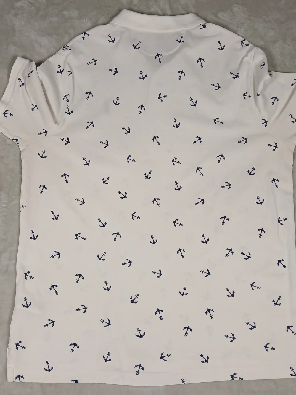 Polo Ralph Lauren All Over Print Polo Shirt XL Men's Stretch Mesh Anchors White